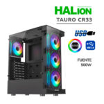 Case Gamer Halion Tauro Cr33 ( TAURO-CR33 ) Panel Vidrio | 500W | 4 LED-ARGB