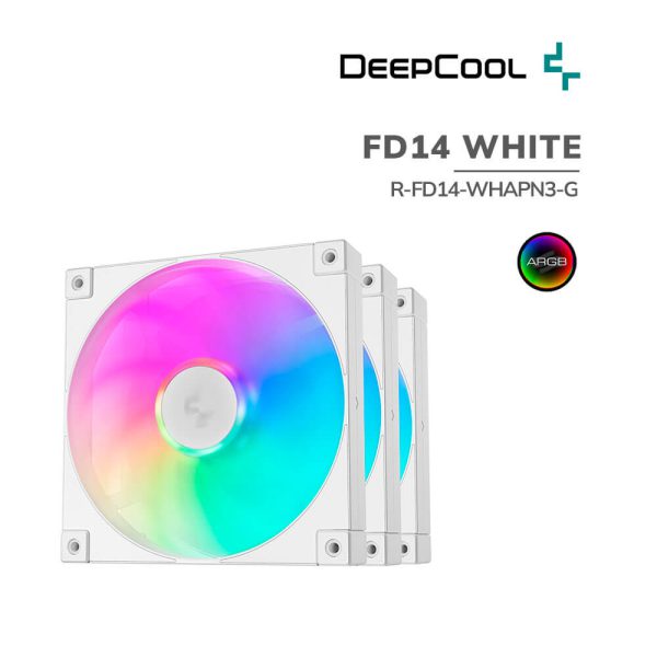 COOLER PARA CASE DEEPCOOL FD14 WHITE (R-FD14-WHAPN3-G) 140MM | PACK 3 | LED-ARGB