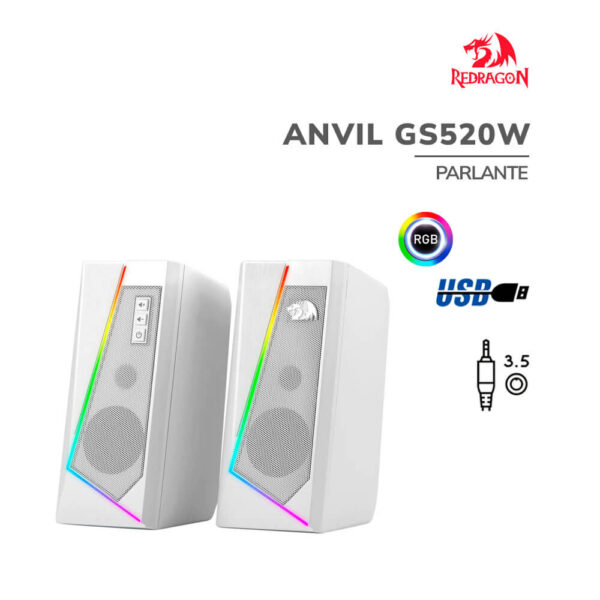 PARLANTE REDRAGON ANVIL ( GS520W ) WHITE | RETROILUMINACION RGB