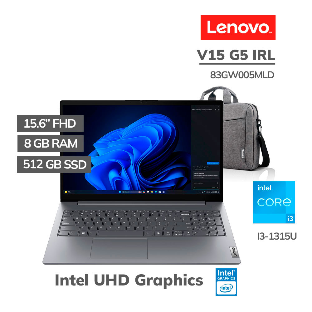 83GW005MLD__ LAPTOP LENOVO V15 G5 IRL I3-1315U 8GB DDR5 512GB SSD 15.6 FHD FREEDOS ( 83GW005MLD ) - Imagen 1
