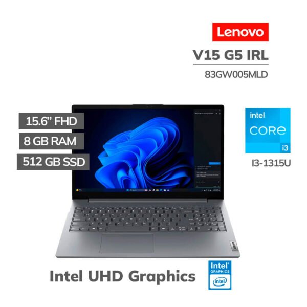 LAPTOP LENOVO V15 G5 IRL I3-1315U 8GB DDR5 512GB SSD 15.6 FHD FREEDOS (83GW005MLD)