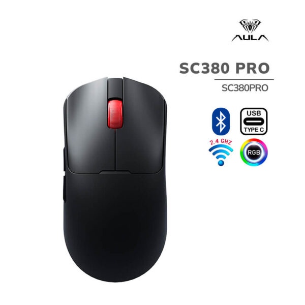 MOUSE GAMER AULA SC380 PRO (SC380PRO) WIRED - BT - WIRELESS | DPI 12000 | BLACK