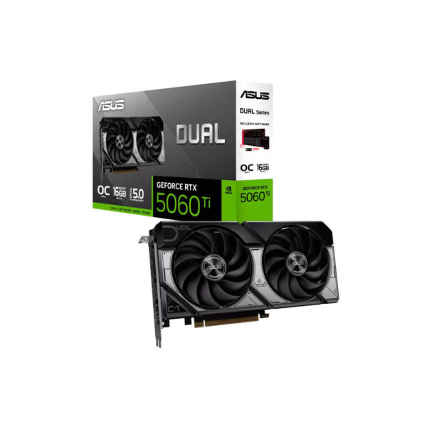 TARJETA DE VIDEO ASUS RTX 5060TI 16GB DUAL OC GDDR7 (90YV0MH0-M0AA00) 128 BIT