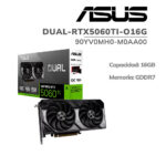 TARJETA DE VIDEO ASUS RTX 5060TI 16GB DUAL OC GDDR7 (90YV0MH0-M0AA00) 128 BIT