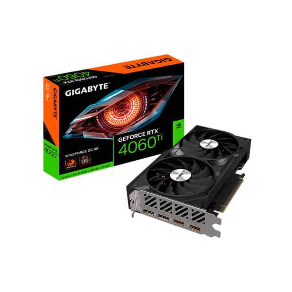 TARJETA DE VIDEO GIGABYTE RTX 4060 TI WINDFORCE OC 8GB GDDR6 (GV-N406TWF2OC-8GD) 128 BIT