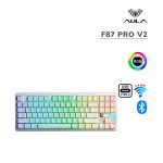 TECLADO GAMER AULA F87 PRO V2 (F87 PRO V2) WIRED - BT - WIRELESS | WHITE CONTOUR | SWITCH STAR VECTOR | LED-RGB