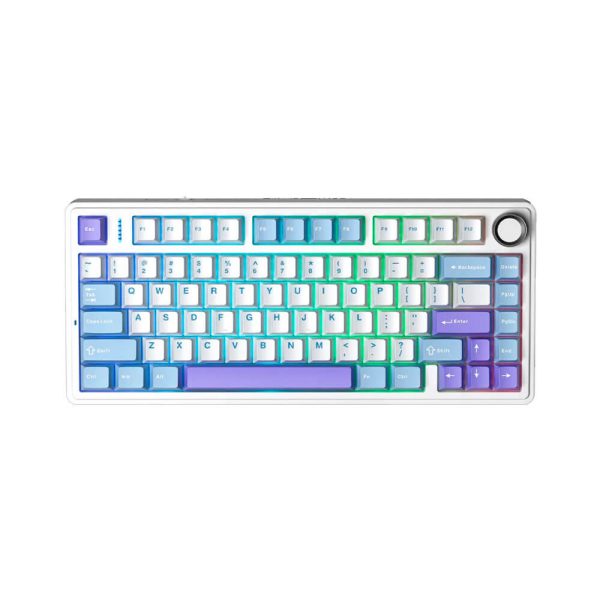 TECLADO GAMER AULA F75 (F75PRO) WIRED - BT - WIRELESS | BLUE/WHITE/PURPLE | SWITCH STAR VECTOR | LED-RGB