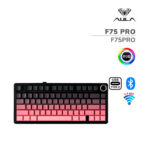 TECLADO GAMER AULA F75 PRO (F75PRO) WIRED - BT - WIRELESS | GRADIENT BLACK/PINK | SWITCH REAPER | LED-RGB
