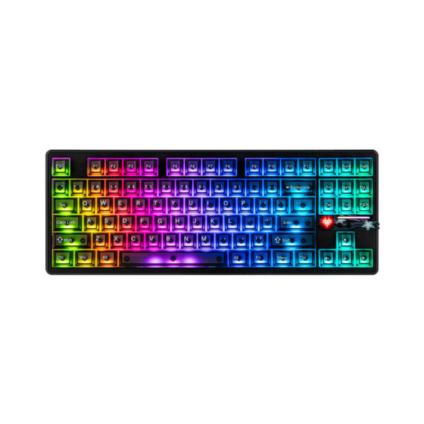 TECLADO GAMER AULA F87 PRO V2 (F87 PRO V2) WIRED - BT - WIRELESS | BLACK FROSTED TRANSPARENT | SWITCH X3 | LED-RGB