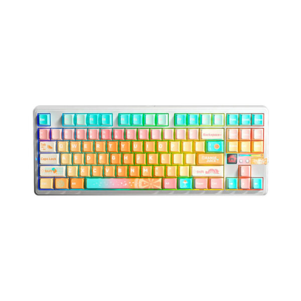TECLADO GAMER AULA F87 PRO V2 (F87 PRO V2) WIRED - BT - WIRELESS | DYE SUBLIMATED | SWITCH METEOR ICE CREAM | LED-RGB