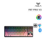 TECLADO GAMER AULA F87 PRO V2 (F87 PRO V2) WIRED - BT - WIRELESS | GRADIENT BLACK/PINK | SWITCH X3 | LED-RGB