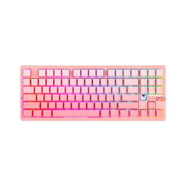 TECLADO GAMER AULA F87 PRO V2 (F87 PRO V2) WIRED - BT - WIRELESS | GRADIENT PINK | SWITCH STRAWBERRY MINT | LED-RGB