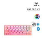 TECLADO GAMER AULA F87 PRO V2 (F87 PRO V2) WIRED - BT - WIRELESS | GRADIENT PINK | SWITCH STRAWBERRY MINT | LED-RGB