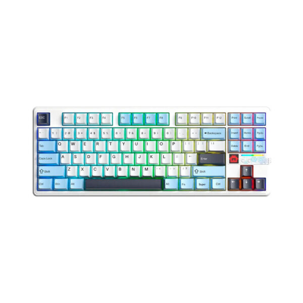 TECLADO GAMER AULA F87 PRO V2 (F87 PRO V2) WIRED - BT - WIRELESS | WHITE/BLUE/DARK PURPLE | SWITCH STAR VECTOR | LED-RGB