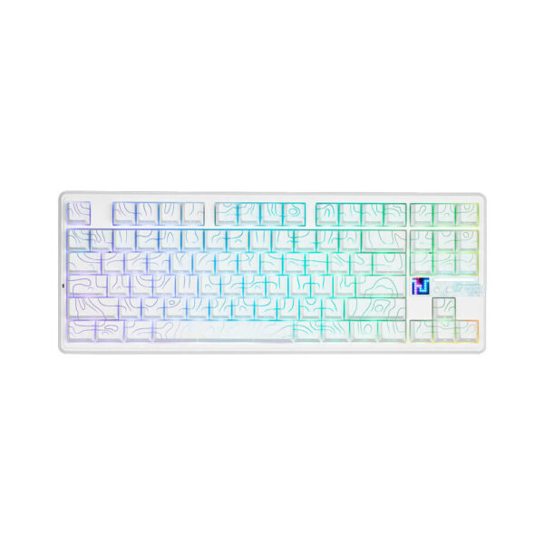 TECLADO GAMER AULA F87 PRO V2 (F87 PRO V2) WIRED - BT - WIRELESS | WHITE CONTOUR | SWITCH STAR VECTOR | LED-RGB