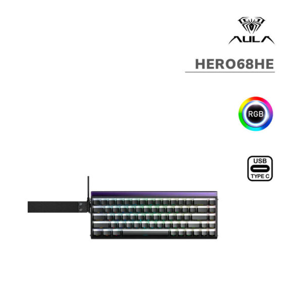 TECLADO GAMER AULA HERO68HE (HERO68HE) WIRED | BLACK LIGHT HOUSE | SWITCH JADE KING MAGNETIC | LED-RGB