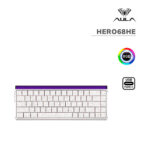 TECLADO GAMER AULA HERO68HE (HERO68HE) WIRED | WHITE CONTOUR | SWITCH BLACK KING MAGNETIC | LED-RGB