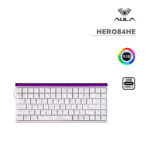 TECLADO GAMER AULA HERO84HE (HERO84HE) WIRED | WHITE CONTOUR | SWITCH BLACK KING MAGNETIC | LED-RGB
