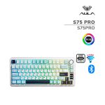TECLADO GAMER AULA S75 PRO (S75PRO) WIRED - BT - WIRELESS | BLACK/WHITE/DARK PURPLE | SWITCH SEIYA | LED-RGB