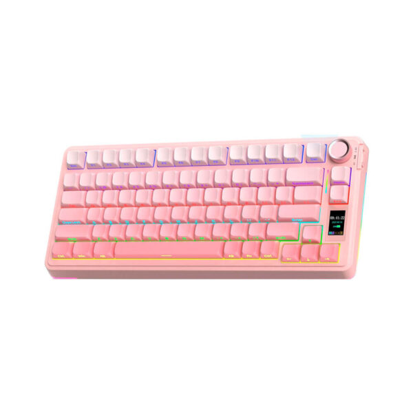 TECLADO GAMER AULA S75 PRO (S75PRO) WIRED - BT - WIRELESS | PINK | SWITCH GREYWOOD V3 | LED-RGB