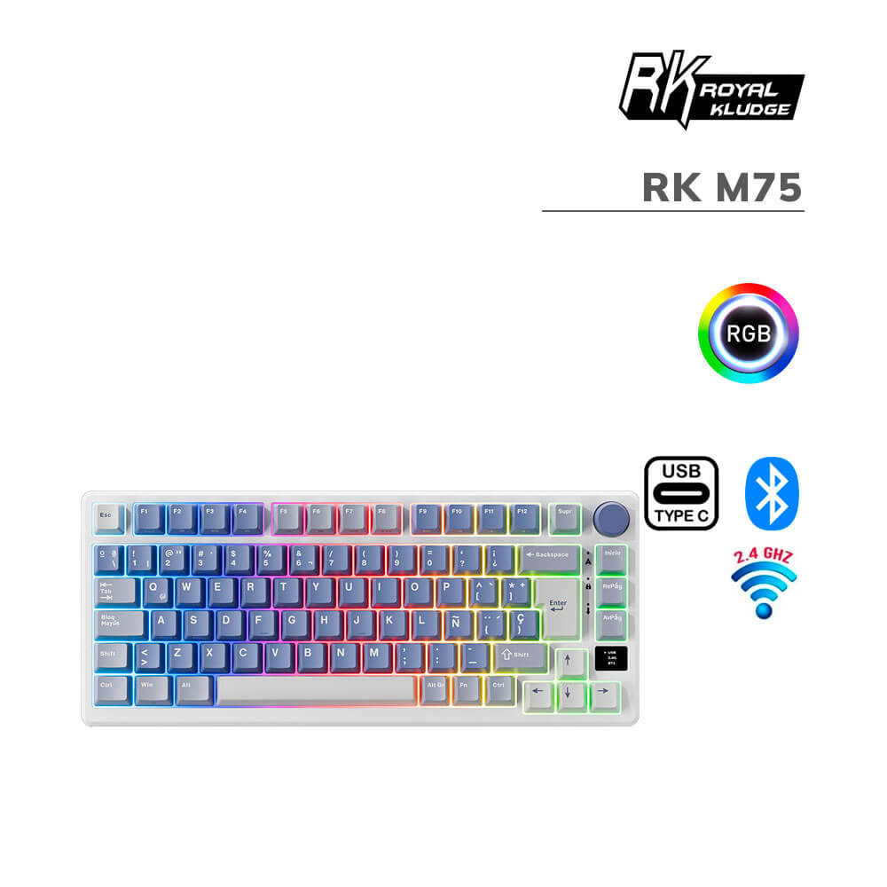 teclado-gamer-royal-kludge-rk-m75-ocean-blue-tri-modes-wireless-bt-usb-k-silver-switch-led-rgb-pc-speed TECLADO GAMER ROYAL KLUDGE (RK M75) OCEAN BLUE | TRI-MODES WIRELESS - BT - USB | K SILVER SWITCH | LED-RGB