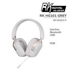 AUDIFONO GAMER ROYAL KLUDGE RK HG101 ( RK-HG101-G ) WIRELESS - BT - USB | PLATINUM GREY | LED-RGB