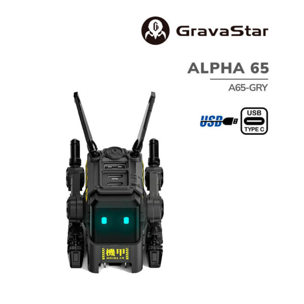 CARGADOR GRAVASTAR ALPHA 65 (A65-GRY) 65W GAN FAST CHARGER | CHARCOAL GRAY
