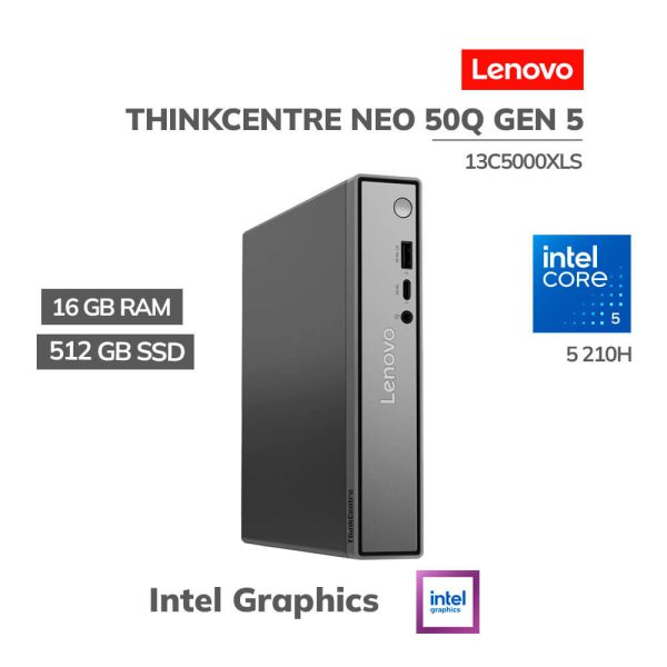 COMPUTADORA LENOVO THINKCENTRE NEO 50Q GEN 5 CORE 5 210H 16GB 512GB SSD WINDOWS 11 PRO (13C5000XLS)