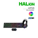KIT GAMER HALION LOTUS 4 EN 1 (HA-K430C) MOUSE - TECLADO - AUDIFONO - PAD MOUSE | LED-RAINBOW