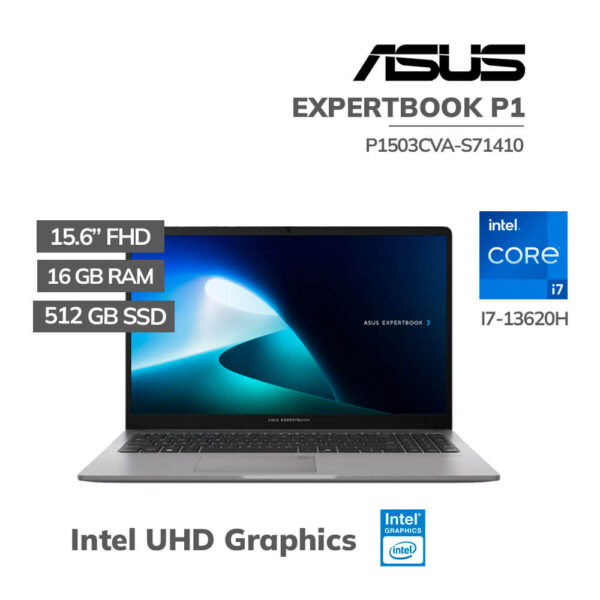 LAPTOP ASUS EXPERTBOOK P1 P1503CVA-S71410 INTEL I7-13620H 16GB 512GB SSD 15.6 FHD FREEDOS (90NX0881-M01JS0)