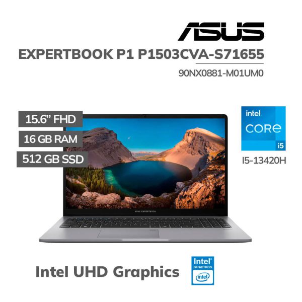 LAPTOP ASUS EXPERTBOOK P1 P1503CVA-S71655 I5-13420H 16GB DDR5 512GB SSD 15.6" FHD FREEDOS (90NX0881-M01UM0)