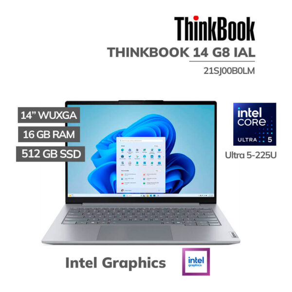 LAPTOP LENOVO THINKBOOK 14 G8 IAL ULTRA 5-225U 16GB 512GB SSD 14" WUXGA WINDOWS 11 PRO (21SJ00B0LM)