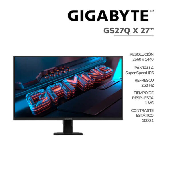 MONITOR GAMER GIGABYTE 27" (GS27Q X) SUPER SPEED IPS | QHD 2560X1440 | 250HZ - 1MS | HDMI - DP