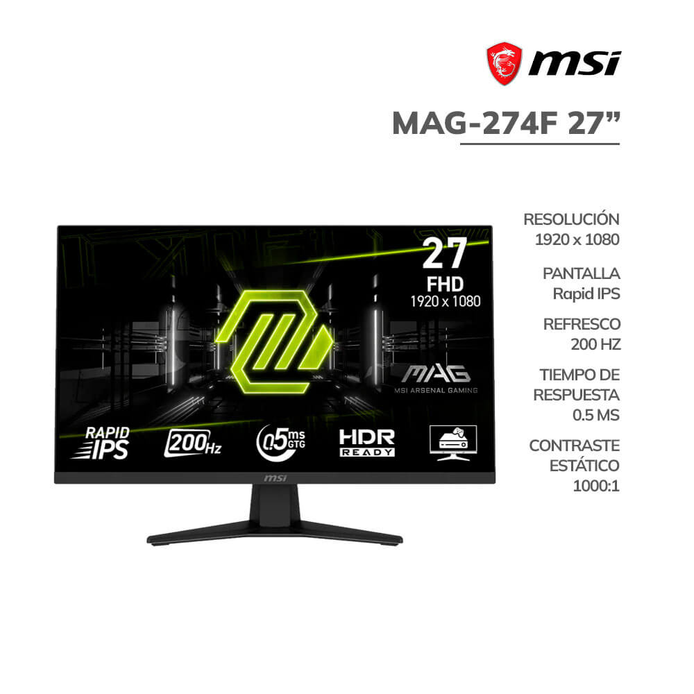 monitor-gamer-msi-27-mag-274f-panel-rapid-ips-200hz-0.5ms-hdmi-dp-pc-speed MONITOR GAMER MSI 27" (MAG-274F) PANEL RAPID IPS | 200HZ - 0.5MS | HDMI - DP