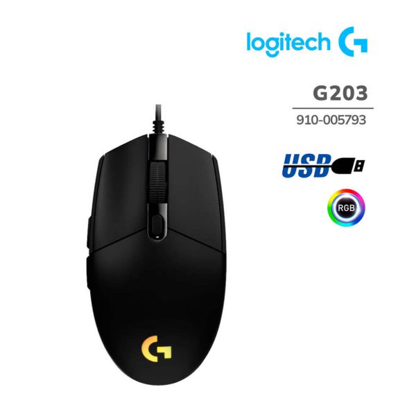 MOUSE GAMER LOGITECH G203 LIGHTSYNC NEGRO (910-005793)800DPI|RGB