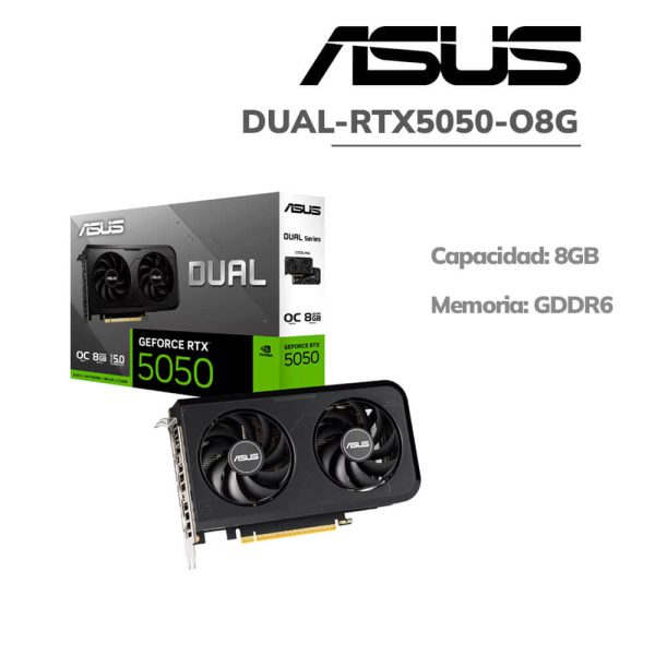 TARJETA DE VIDEO ASUS RTX 5050 8GB GDDR6 DUAL (DUAL-RTX5050-O8G) 128 BITS