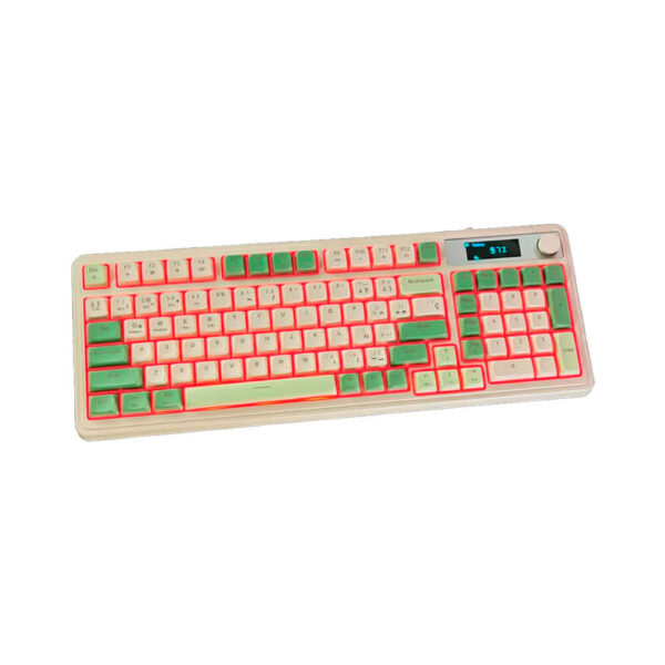 TECLADO GAMER AULA S99 PRO (S99PRO) WIRED - BT - WIRELESS | GREEN LIGHT CREAM
