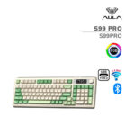 TECLADO GAMER AULA S99 PRO (S99PRO) WIRED - BT - WIRELESS | GREEN LIGHT CREAM