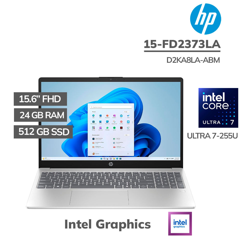 D2KA8LA-ABM LAPTOP HP 15-FD2373LA ULTRA 7-255U 24GB DDR5 512GB SSD 15.6" FHD WINDOWS 11 (D2KA8LA-ABM) - Imagen 1