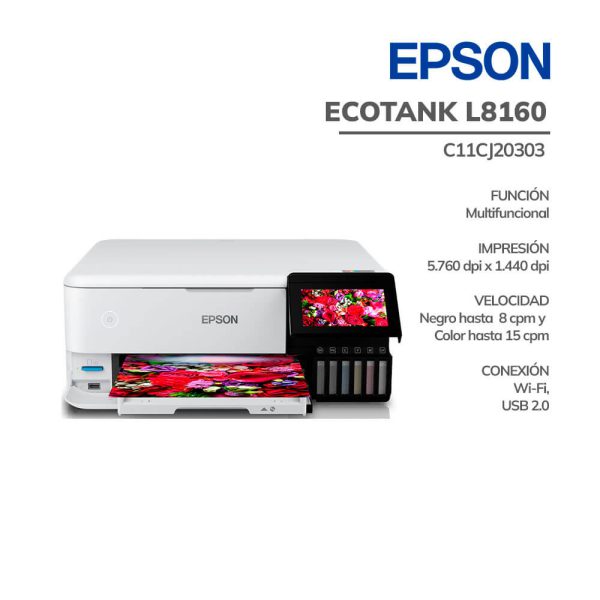 IMPRESORA MULTIFUNCIONAL EPSON FOTOGRAFICA ECOTANK L8160 (C11CJ20303)