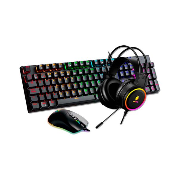 KIT GAMER ANTRYX GC-3100 X3 BLACK (AGC-3100X3KRE-SP) TECLADO + MOUSE + AUDIFONO | SWITCH ROJO