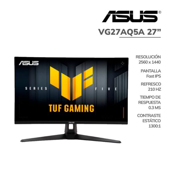 MONITOR GAMER ASUS TUF 27" (VG27AQ5A) PANEL FAST IPS | QHD 2560X1440 | 210HZ - 0.3MS | PARLANTE INCLUIDO