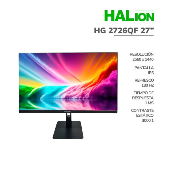 MONITOR GAMER HALION 27" ( HG 2726QF ) PANEL IPS | QHD 2560X1440 | 180HZ - 1MS | HDMI - DP