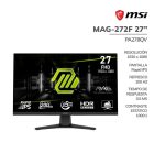 MONITOR GAMER MSI 27" (MAG-272F) PANEL RAPID IPS | 200HZ - 0.5MS | HDMI - DP