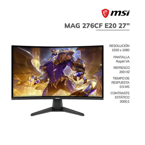 MONITOR GAMER MSI 27" (MAG 276CF E20) PANEL RAPID VA | 200HZ - 0.5MS | HDMI - DP