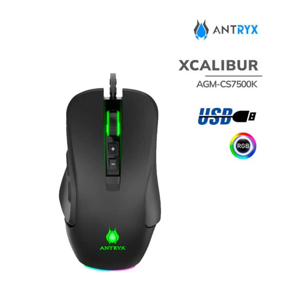 MOUSE GAMER ANTRYX XCALIBUR CHROME STORM ( AGM-CS7500K ) DPI 16400 | LED-RGB