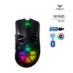 MOUSE GAMER AULA WIND (SC620) BLACK | WIRED - BT - WIRELESS | 12000DPI | PIXART 3311 | LED-RGB