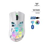 MOUSE GAMER AULA WIND (SC620) WHITE | WIRED - BT - WIRELESS | 12000DPI | PIXART 3311 | LED-RGB