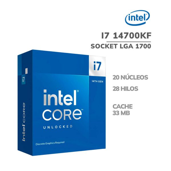 PROCESADOR INTEL CORE I7 14700KF 3.4 GHZ 33MB LGA 1700 (BX8071514700KF)