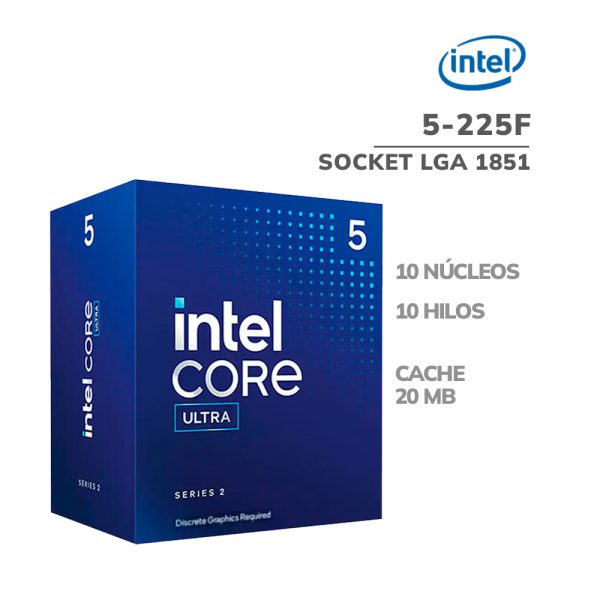 PROCESADOR INTEL CORE ULTRA 5-225F(BX80768225F)20MB|3.3/4.9GHZ|LGA1851